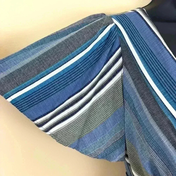 TRIXXI Rayon Striped V-Neck Tie Waist Open Back Mini Shorts Romper Size S - Picture 4 of 15